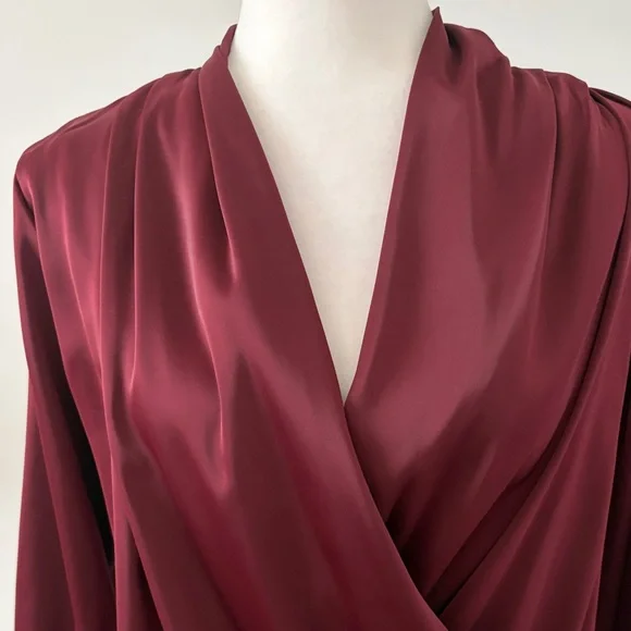 She + Sky Deep Burgundy Wrap Blouse - Picture 4 of 4